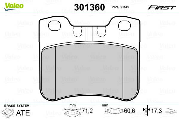 Kit pastiglie freno, Freno a disco - 301360 VALEO