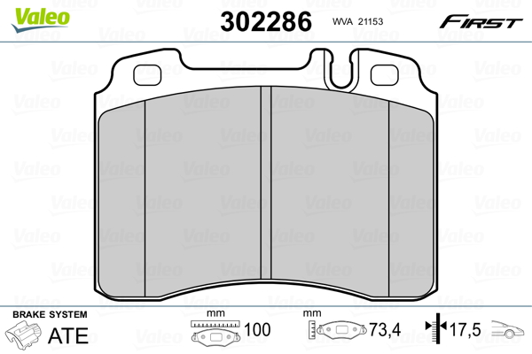 Kit pastiglie freno, Freno a disco - 302286 VALEO