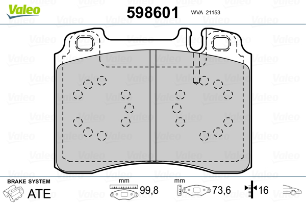 Brake Pad Set, disc brake - 598601 VALEO
