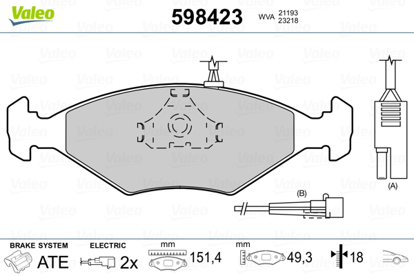 Brake Pad Set, disc brake - 598423 VALEO