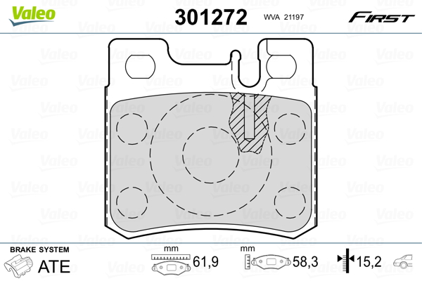 Kit pastiglie freno, Freno a disco - 301272 VALEO