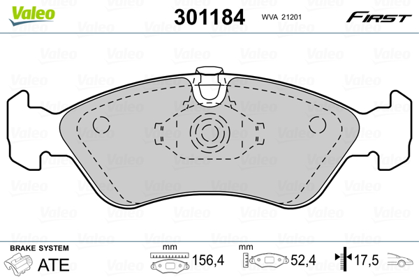 Brake Pad Set, disc brake - 301184 VALEO