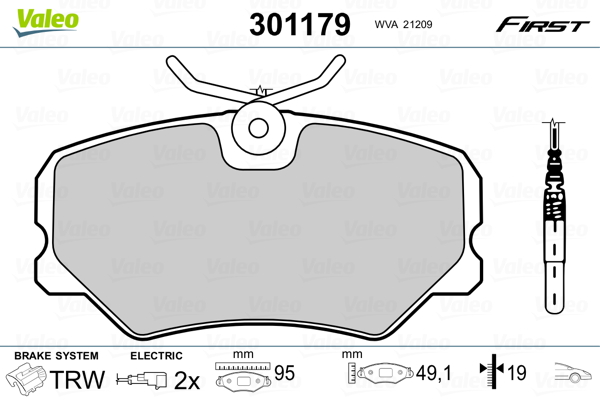Kit pastiglie freno, Freno a disco - 301179 VALEO