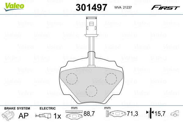 Brake Pad Set, disc brake - 301497 VALEO