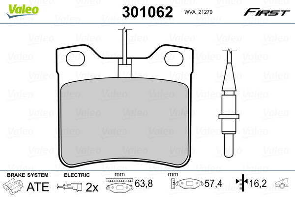 Brake Pad Set, disc brake - 301062 VALEO