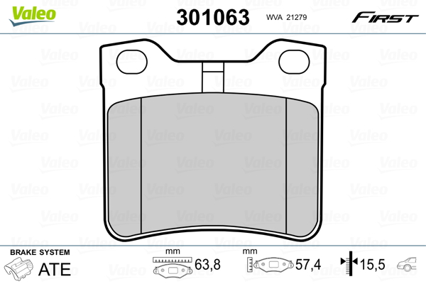 Brake Pad Set, disc brake - 301063 VALEO