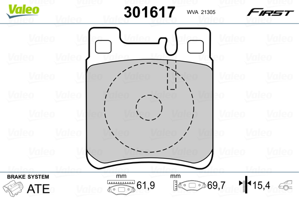 Brake Pad Set, disc brake - 301617 VALEO