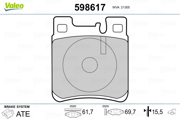 Brake Pad Set, disc brake - 598617 VALEO