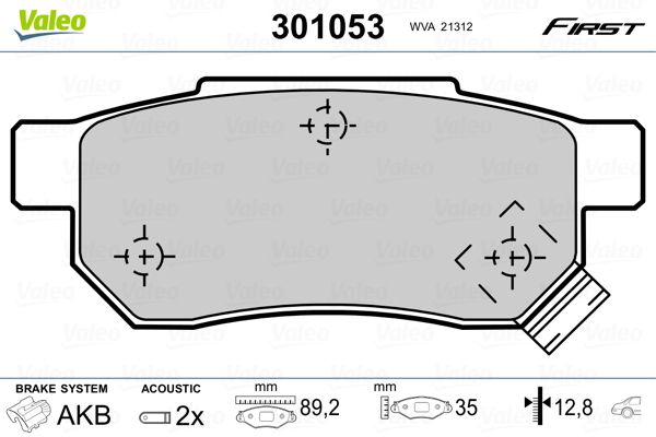 Kit pastiglie freno, Freno a disco - 301053 VALEO