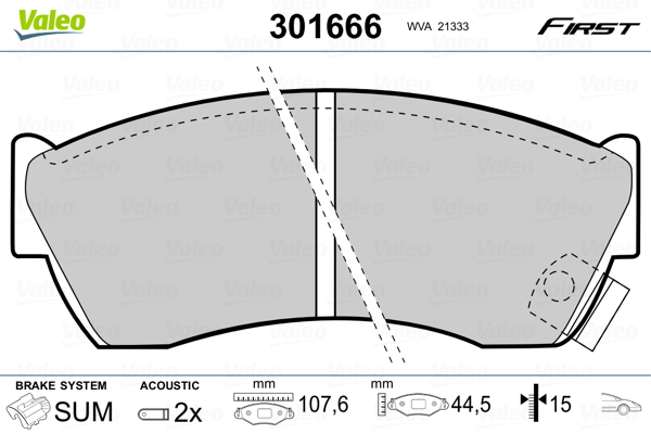 Brake Pad Set, disc brake - 301666 VALEO