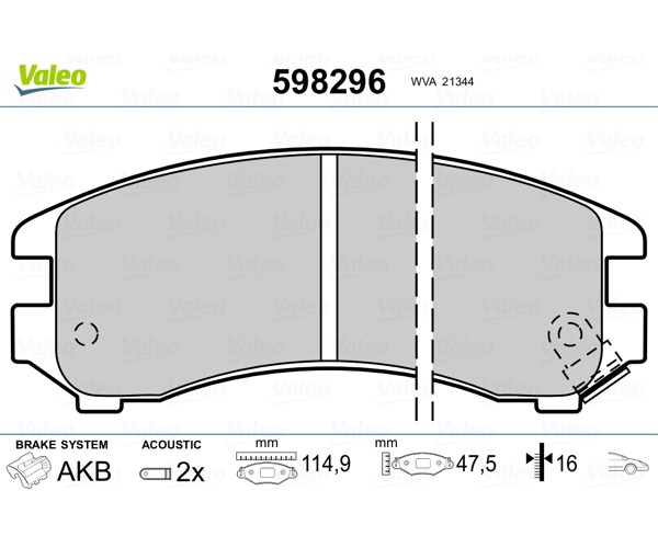 Brake Pad Set, disc brake - 598296 VALEO
