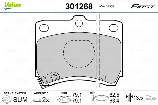 Brake Pad Set, disc brake - 301268 VALEO