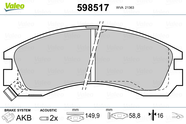 Brake Pad Set, disc brake - 598517 VALEO