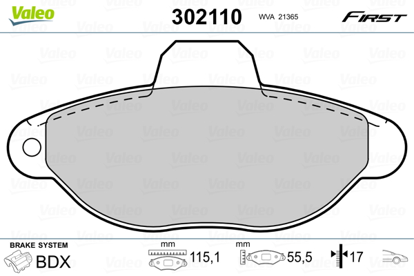 Kit pastiglie freno, Freno a disco - 302110 VALEO