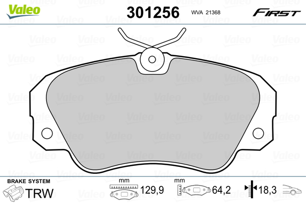 Kit pastiglie freno, Freno a disco - 301256 VALEO