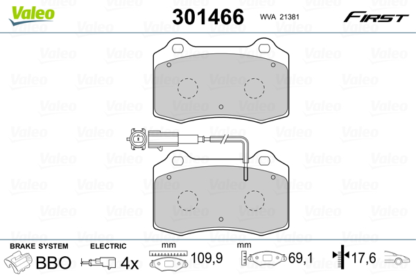 Brake Pad Set, disc brake - 301466 VALEO