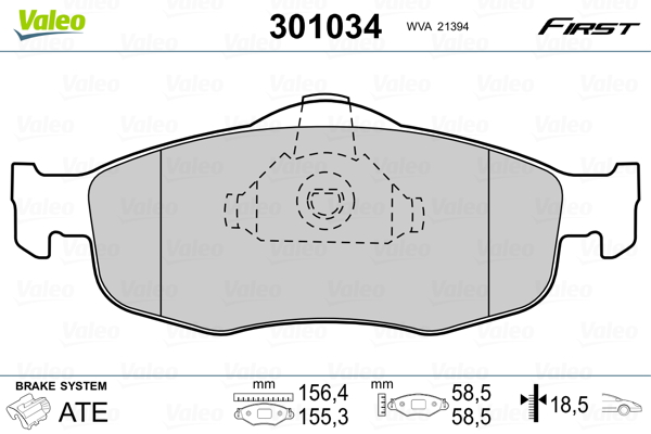 Brake Pad Set, disc brake - 301034 VALEO