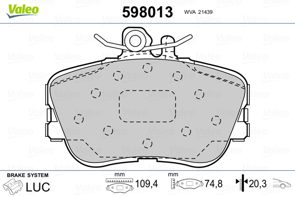 Brake Pad Set, disc brake - 598013 VALEO