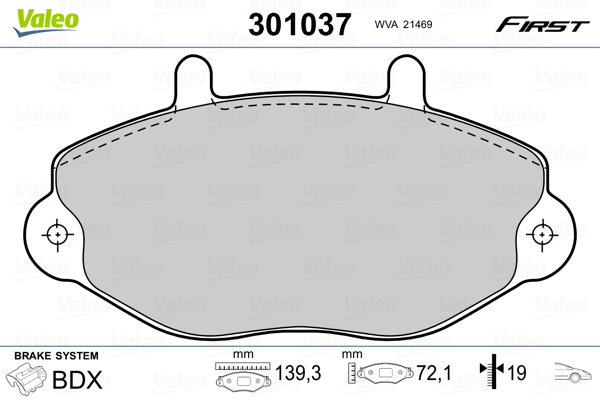 Kit pastiglie freno, Freno a disco - 301037 VALEO