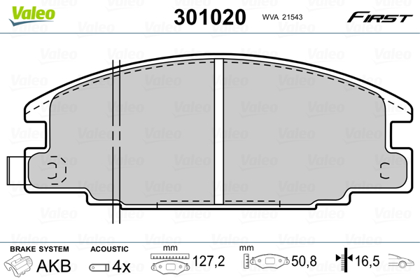 Brake Pad Set, disc brake - 301020 VALEO