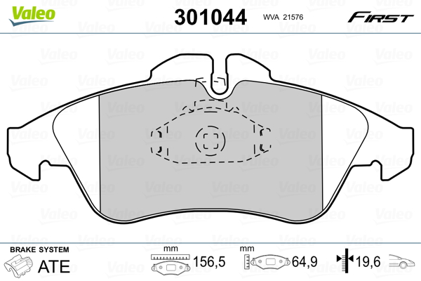Brake Pad Set, disc brake - 301044 VALEO