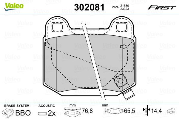 Kit pastiglie freno, Freno a disco - 302081 VALEO