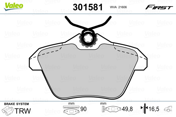 Brake Pad Set, disc brake - 301581 VALEO