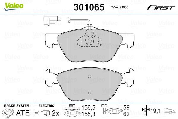 Kit pastiglie freno, Freno a disco - 301065 VALEO