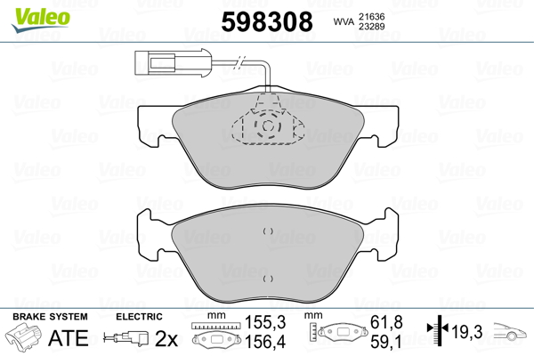 Brake Pad Set, disc brake - 598308 VALEO