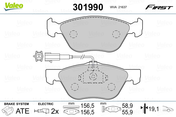Brake Pad Set, disc brake - 301990 VALEO