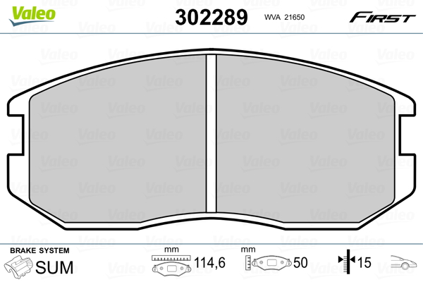 Kit pastiglie freno, Freno a disco - 302289 VALEO