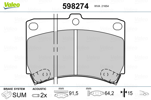 Brake Pad Set, disc brake - 598274 VALEO