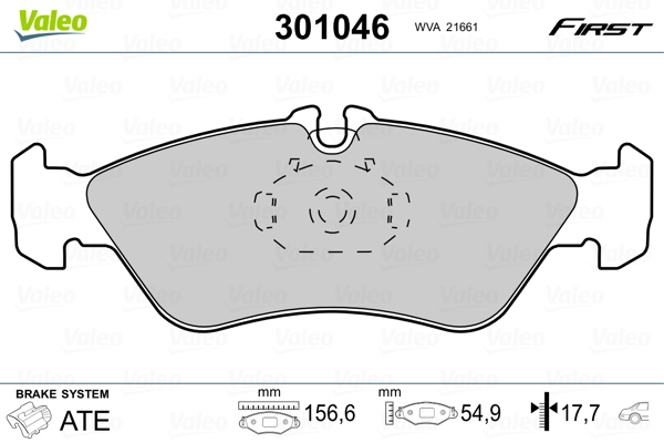 Kit pastiglie freno, Freno a disco - 301046 VALEO