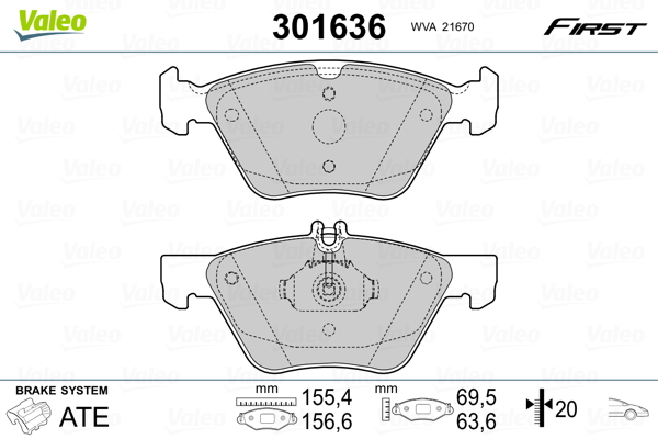 Brake Pad Set, disc brake - 301636 VALEO