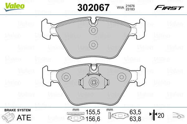 Brake Pad Set, disc brake - 302067 VALEO