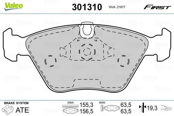 Brake Pad Set, disc brake - 301310 VALEO
