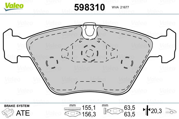 Brake Pad Set, disc brake - 598310 VALEO