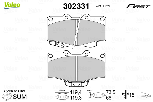 Brake Pad Set, disc brake - 302331 VALEO