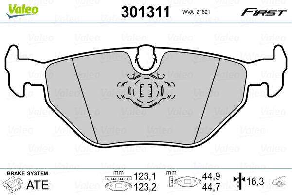 Brake Pad Set, disc brake - 301311 VALEO