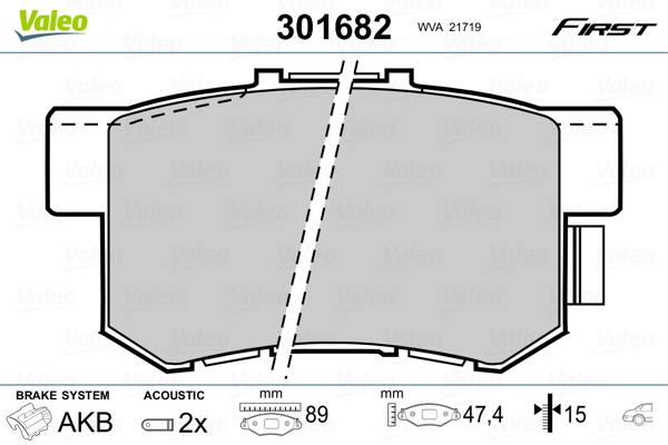 Kit pastiglie freno, Freno a disco - 301682 VALEO