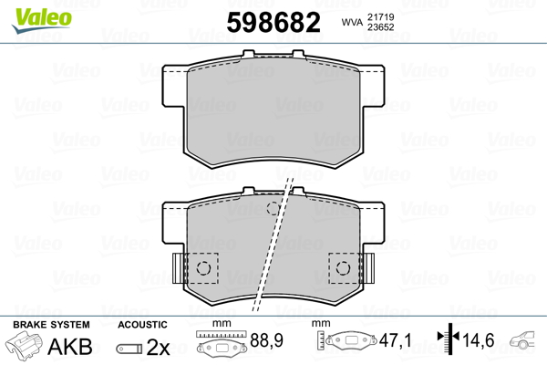 Brake Pad Set, disc brake - 598682 VALEO