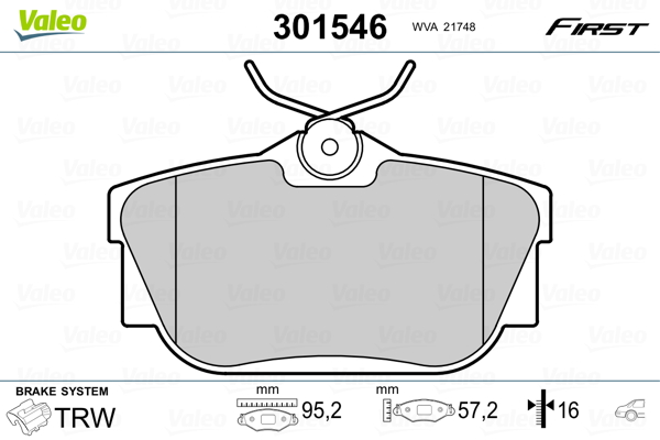Brake Pad Set, disc brake - 301546 VALEO