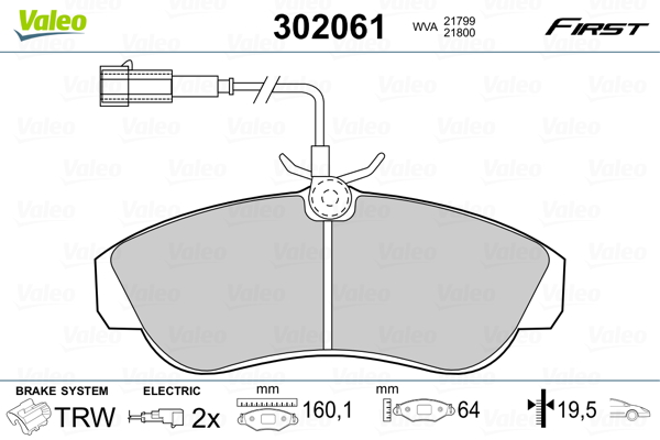 Brake Pad Set, disc brake - 302061 VALEO