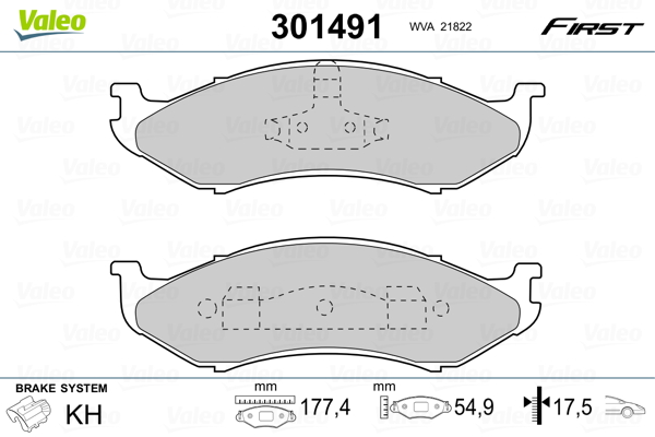Brake Pad Set, disc brake - 301491 VALEO