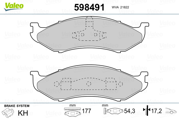 Brake Pad Set, disc brake - 598491 VALEO