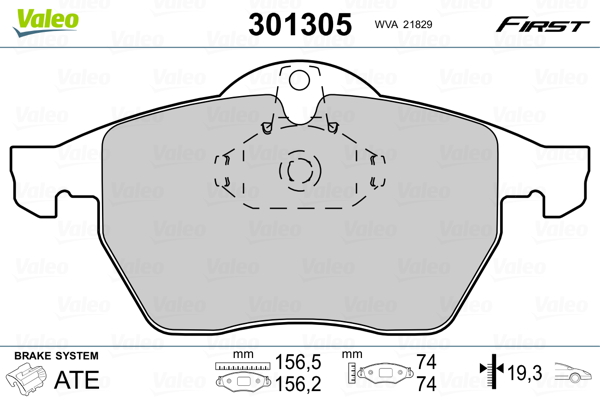 Brake Pad Set, disc brake - 301305 VALEO