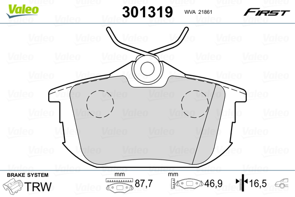 Kit pastiglie freno, Freno a disco - 301319 VALEO