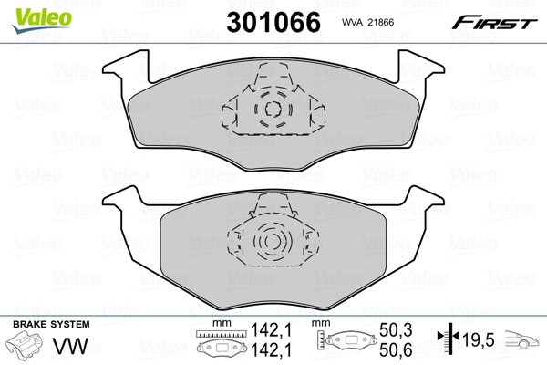 Brake Pad Set, disc brake - 301066 VALEO