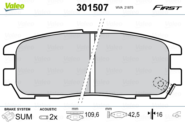 Brake Pad Set, disc brake - 301507 VALEO