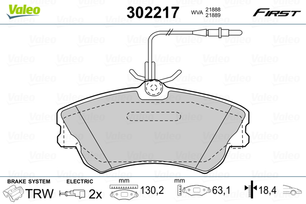 Brake Pad Set, disc brake - 302217 VALEO